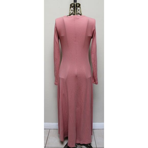 Christy Dawn Bowie Mauve Pink Ribbed Sweater Maxi Dress Size Medium - Picture 5 of 6